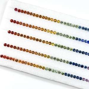 Pierres précieuses rondes de saphir multicolore naturel de 3 mm, taille brillant, facettées, propres à l'œil, pour bijoux, en gros - Product Image 5