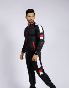 Vêtements de sport modernes pour hommes Survêtement noir et rouge accrocheur Style élégant pour une vie active - Product Image 2