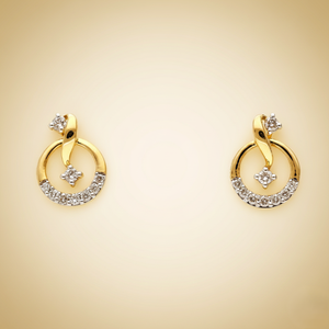 Pendientes de Aro Circulares de Diamantes Dorados de Lujo, Joyería Elegante de Dos Tonos para Mujer - Product Image 2