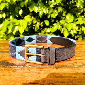 Cinturón de polo de cuero de búfalo de agua juvenil azul cielo marino hilo ceroso 100% hebilla de latón macizo de alta calidad longitud personalizada informal - Product Image 2