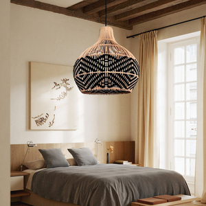 Lámpara Colgante de Ratán Negro Hecha a Mano, Pantalla de Mimbre Tejida, Decoración Boho Natural, Lámpara de Techo con Iluminación de Bambú de Vietnam - Product Image 5