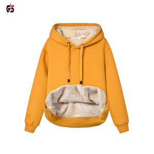 Sweats à capuche lourds pour femmes 100% fourrure de coton à l'intérieur de vêtements d'hiver chauds Logo de marque personnalisé impression OEM fabricant - Product Image 6