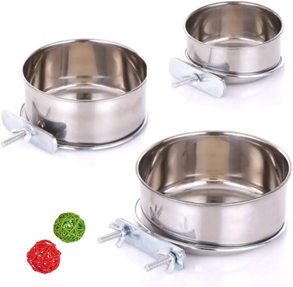 2024 Hot Selling Item Parrot Bird Stainless Steel Food Bowl Food Cup Water Cup Food Bowl Pet Bird Cage Accessories