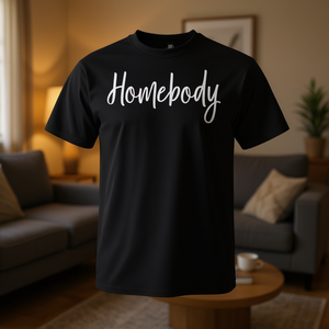 T-shirt Homebody noir à col rond unisexe taille adulte Small Medium Large Extra Large - Product Image 3