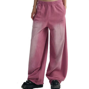 Pantalones Deportivos Casuales de Estilo Vintage, Corte Regular, Ligeros, Desteñidos por el Sol, Cintura Elástica, 100% Algodón, Pierna Ancha, para Hombre - Product Image 4