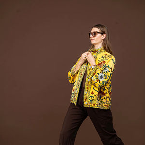 Abrigo de invierno con bordado Suzani de melocotón para mujer, Chaqueta de algodón tejida con patrón Floral para ropa de otoño - Product Image 1