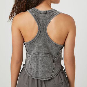 Comprar Top Corto de Algodón Personalizado para Mujer con Media Cremallera, Color Liso, Lavado Ácido, Sin Mangas, Estilo Casual para Verano 2026 - Product Image 5