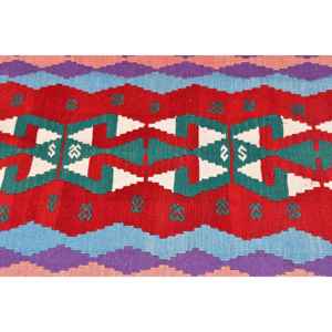 Alfombra vintage de 3.8x6.6 pies, alfombra de lana azul y roja con motivos de plantas y árboles turcos. - Product Image 4