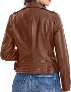 Chaqueta de cuero de primavera 2025 para mujer, invierno, rojo, marrón oscuro, de talla grande, estilo pakistaní, prendas de vestir exteriores de cuero para mujer, chaquetas para mujer - Product Image 6