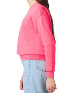 Women crewneck sweatshirt in neon <b>pink</b> fleece pullover plain jumper OEM custom logo printing ladies casual wear soft <b>top</b> - Product Image 5