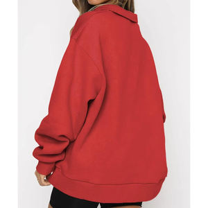 Color sólido Mujeres Media cremallera Sudaderas Manga larga Calidad superior Mujeres Cuarto Zip Pullover Sudaderas con bolsillos - Product Image 6