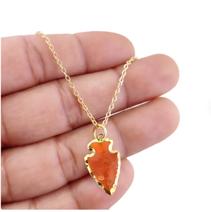 Meilleure qualité Offre Spéciale collier en cornaline naturelle collier en pointe de flèche pendentif en pointe de flèche par Alif cristal et agate - Product Image 1