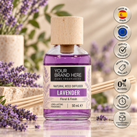 Diffuseur de roseaux à la lavande en marque privée 50ml OEM |   Parfum d'ambiance floral relaxant |   Fabriqué en Espagne UE