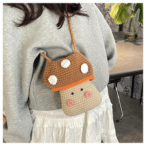 Bolso de hombro de algodón tejido a crochet con diseño de hongo para mujer, nuevo, personalizado, hecho a mano, portátil, estilo occidental, transfronterizo - Product Image 6