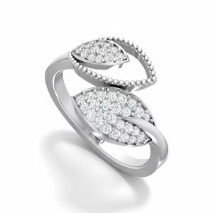 Elegante Anillo de Diamantes con Hoja Orgánica Dorada para Mujer - Product Image 1