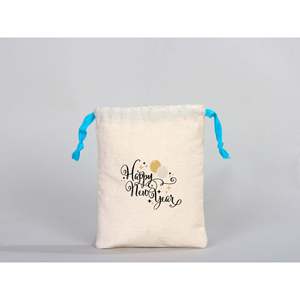 Custom Turquoise <b>Drawstring</b> Muslin Bag 6W X 8H Organic Cotton Biodegradable Bridal Shower Craft <b>Pouch</b> Screen Printed - Product Image 5