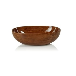 Nouveau personnalisé écologique vague ovale bateau forme acacia bois légumes fruits salade mélange bol de service avec fourchette cuillère ensemble - Product Image 6