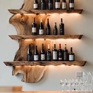 Support à vin et porte-bouteilles en bois massif de style farmhouse pour comptoir, modèle KSN-200725-36, pour la décoration de cuisine moderne et de bar à domicile - Product Image 5