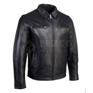 <b>Warm</b> Winter Casual Men's Genuine Leather <b>Jacket</b> with Stand Collar and Front Logo Breathable & <b>Waterproof</b> Low MOQ - Product Image 2