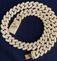 Exclusiva Cadena Cubana de Oro Rosa Sólido de 10K con Diamantes Moissanite de Corte Redondo y Baguette, Estilo Hip Hop, para Regalo Unisex o Fiesta