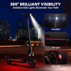 Trottinette électrique pour adultes, pneus mi-range mph, suspension avant double, pliable, éclairage latéral intégré - Product Image 2
