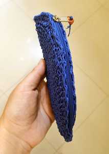 Colorful Straw Bag Handmade Beach Bag Women Bag Crochet Fan Shaped Purse Summer Raffia Clutch Customized <b>Handbags</b> Blue - Product Image 2