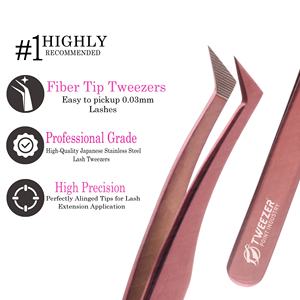 <b>Tight</b> Grip and <b>Thin</b> Flat Handle Easy To Clean Stainless Steel Eyelash Tweezers Customized Logo 3D 5D 6D Durable Lash Tweezers - Product Image 1