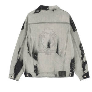 Veste en jean en toile de qualité supérieure pour homme, style streetwear, avec logo sur le devant, manches longues, col rabattu, 100% coton - Product Image 2