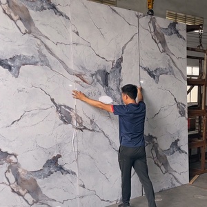Melinco Interior arang bambu Veneer Pvc papan desain Modern dekorasi dinding Panel dekorasi rumah mangan karbon batu Panel Panel