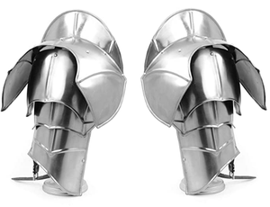 เครื่องตอกหมุดนักรบยุคกลางพร้อมเบรกเกอร์ดาบชุดเกราะไหล่2อันเครื่องแต่งกายฮาโลวีนขัดเงาสีเงิน - Product Image 4