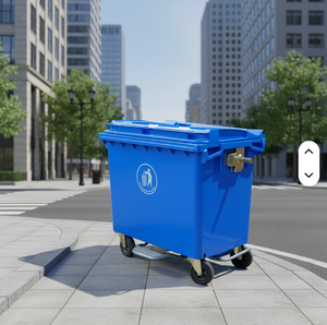 Contenedor de Basura Grande de HDPE con Tapa Abatible y Ruedas, 660L, para Transporte y Almacenamiento de Basura en Áreas Públicas Exteriores - Product Image 5