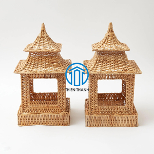 Usine du Vietnam Lanterne de pagode en rotin naturel Abat-jour religieux en rotin fait à la main au Vietnam pour la décoration de la maison - Product Image 4