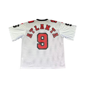 เสื้อฟุตบอลตาข่ายระบายอากาศสำหรับผู้ชายไซส์ใหญ่พิเศษ พิมพ์ชื่อทีมด้านหน้า บริการ OEM สำหรับผู้ใหญ่ ป้องกันแบคทีเรีย แขนสั้น - Product Image 1