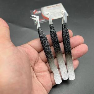 Pinzas para Extensión de Pestañas de Acero Inoxidable Antiestáticas, Duraderas, Hechas a Mano, con Logotipo Personalizado, Color Negro, Blanco, Degradado, Agarre de Diamante, Fibra - Product Image 3
