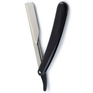 Maquinillas de afeitar rectas de barberos de primera calidad, maquinillas de afeitar de una sola hoja negras de acero inoxidable - Product Image 2