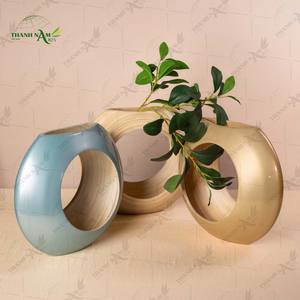 Vase de table en bambou fait main, personnalisable, style Art déco, écologique, durable et décoratif - Product Image 4