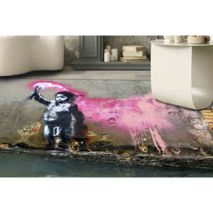 Alfombra con diseño de niño migrante de Banksy: arte de grafiti, fácil de limpiar, alfombra impresa, alfombra delgada no tejida - Product Image 3