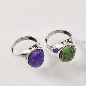 Bague pour homme en gros, améthyste naturelle, pierre de lune, labradorite, turquoise, pierre précieuse, bijoux arabes, bague en argent sterling 925 - Product Image 3