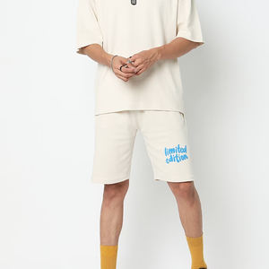 Conjunto de camiseta y pantalones cortos informales de Verano de la mejor calidad, estampado de soplo de Color sólido con su propio logotipo, patrón a cuadros, último diseño - Product Image 3