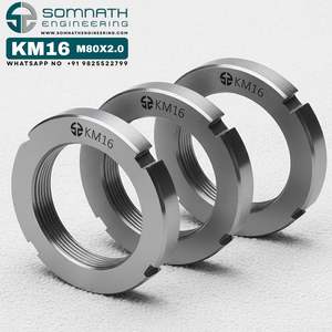 Tuercas de bloqueo KM16 de alta calidad M80X2 Tuerca de bloqueo de eje de cojinete métrico de precisión para montaje seguro de acero inoxidable - Product Image 1