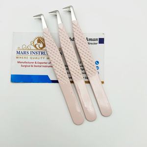 Modèle de botte de haute qualité 90 degrés Beige couleur diamant Grip Extensions de cils pince à épiler pour cils léger Griping parfait - Product Image 1