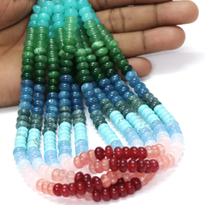 Hermosas cuentas redondas lisas de cuarzo de colores mezclados, hilo de 15 pulgadas, cuentas de piedra de cuarzo de color arcoíris de 7-9 mm, para joyería y manualidades - Product Image 1