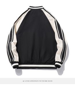 Customized Men Spring Baseball Jackets Casual <b>Coat</b> Striped Long Sleeve Zipper Stand Collar All-match Youth Casual Varsity Jacket - Product Image 6