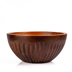 Cuenco de aspecto moderno de estilo único, lazo de fruta de madera de Acacia Natural, hecho a mano, altamente pulido para el hogar, Hotel, cuenco para servir comida - Product Image 4