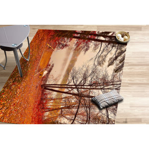 Alfombra Impresa: Personalizada, para Dormitorio, con Diseño de Árbol, Estilo Rústico, para Cuarto de Bebé, con Vista, Paisaje Otoñal, Alfombra Suave No Tejida - Product Image 3