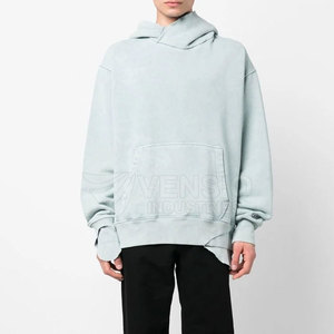 2024 vente directe d'usine hommes lavage à l'acide sweats à capuche Logo personnalisé solide lavage à l'acide sweats à capuche pour hommes - Product Image 2