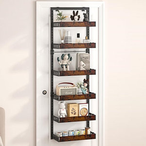 Noir debout en bois mural étagère à épices fer poudre cuisine organisateur décor à la maison utiliser facile mur installable pour la cuisine - Product Image 1