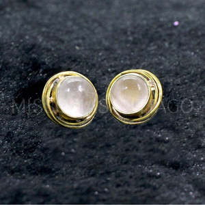 ต่างหูระย้าควอตซ์ลายกุหลาบแบบแฟชั่นแบบพันด้วยลวด - Product Image 1