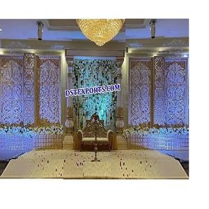 งานแต่งงานที่ยิ่งใหญ่ของชาวอินเดียชุดรูปแบบสีขาวและสีทองสำหรับเวทีงานแต่งงานเสาสีขาวสง่างามของตกแต่งเวทีงานแต่งงานแบบอินเดีย - Product Image 1