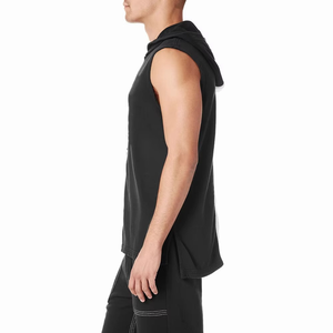<b>Men</b> Workout <b>Sleeveless</b> <b>Hoodie</b> With Pockets Hooded Gym Tank Designed For Custom Logo Printing - Product Image 2